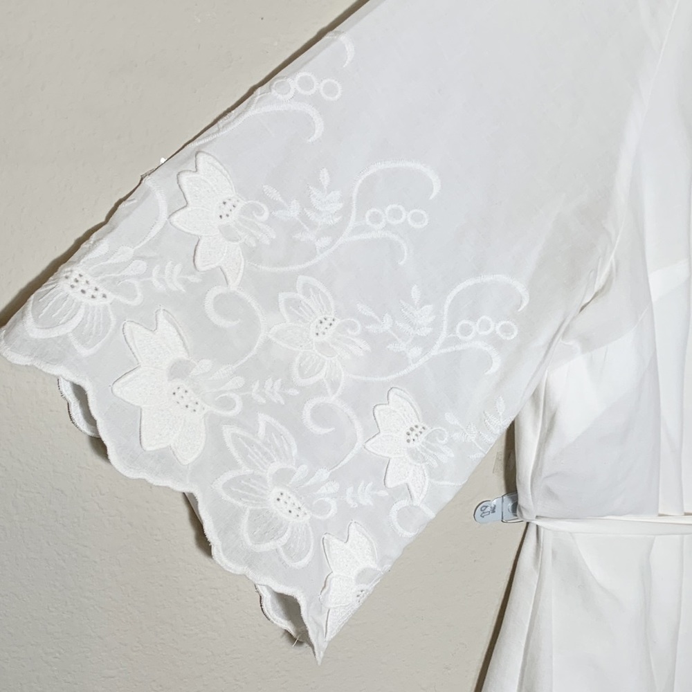 Isabel Maternity (Size XL) White Floral Embroidery, Lined, Bell Sleeve Dress - Picture 7 of 11
